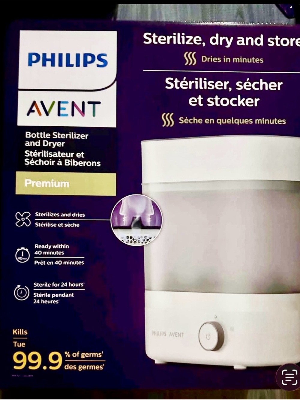 NEW in box Philips Avent Premium White Bottle Sterilizer and Dryer